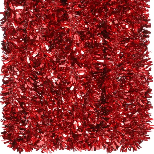 Vista 9 de Dingion Guirnalda de oropel de Navidad de 59 pies, adornos metálicos para colgar con purpurina para árbol de Navidad, decoración de interiores