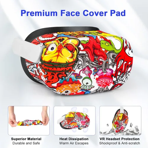 Vista 2 de EWalos Accessories for Oculus Quest 2, VR Silicone Cover Skins for Meta Quest 2, Include Quest 2 Controller Grip Leather Cover, VR Shell Cover, Face