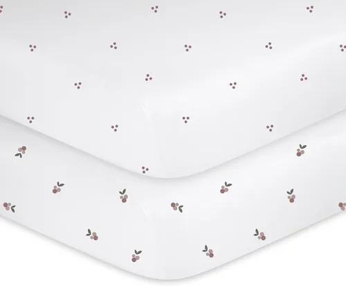 Vista 5 de Ely's & Co. Sábanas impermeables para cuna, 100 % algodón con forro impermeable, protector de colchón integrado, juego de 2 sábanas bajeras