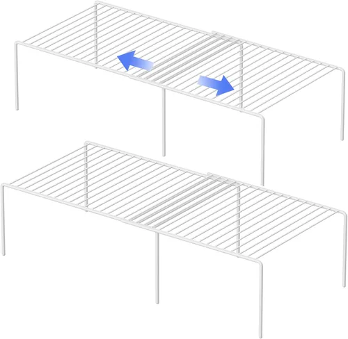 Vista 12 de Estante Expandible de Redrubbit, Organizador de Almacenamiento de Metal Resistente a la Oxidación para Cocina, Nevera, Baño, Negro