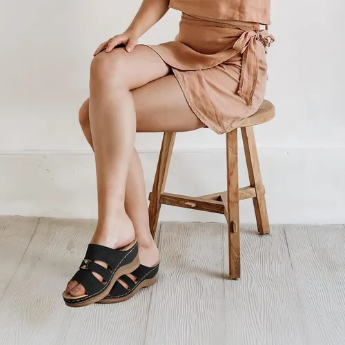 Vista 6 de SHIBEVER Wedge Sandals for Women Dressy Summer Comfortable Hollow Out Open Toe Wedge Sandal
