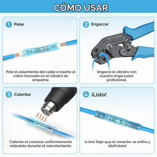 Vista 7 de TICONN Kit de conectores a tope termorretráctiles de 60 piezas, empalme a tope AWG 14 – 12, terminales de crimpado de cables eléctricos marinos