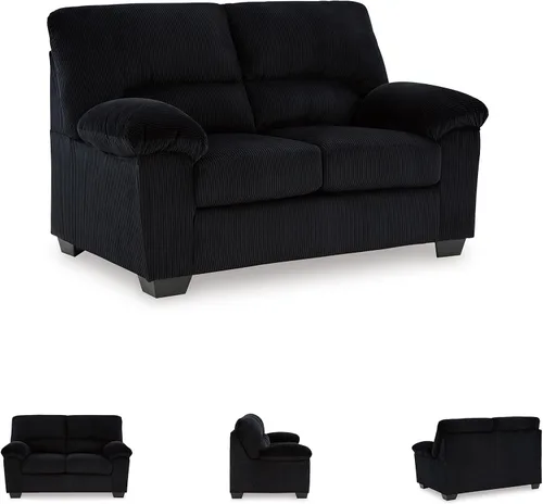 Vista 7 de Signature Design by Ashley Sofá biplaza sin montaje, 63 pulgadas, sofá ónix Onyx polyester chenille velvet, Fits 32 in doors, Anti-sag platform