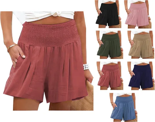 Vista 6 de TOPINCN Pantalones cortos deportivos con cintura elástica para mujer, pantalones cortos de entrenamiento para correr, fitness, yoga, Rojo ladrillo