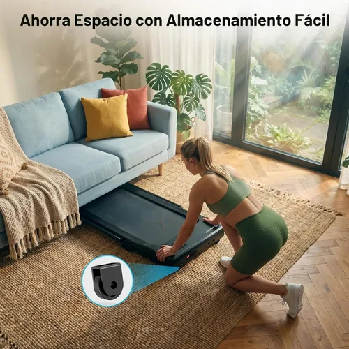 Vista 8 de DeerRun Walking Pad Treadmill with Incline & Handle Bar Negro sólido
