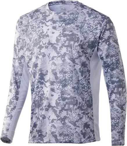 Vista 47 de HUK Camisa de manga larga Icon X para hombre, camisa de pesca de alto rendimiento Azul celeste