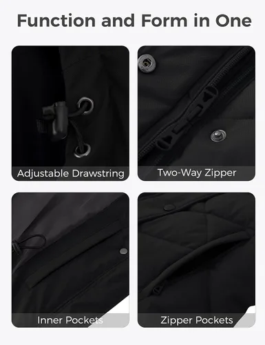 Vista 6 de Wantdo Chaqueta acolchada de invierno para mujer, abrigo hinchado, chaquetas acolchadas abrigadas de invierno