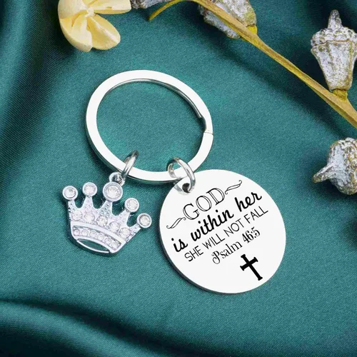 Vista 2 de Regalos navideños para adultos, mujeres, llavero cristiano inspirador religioso con versículo bíblico para hija, amiga, hermana, adolescente