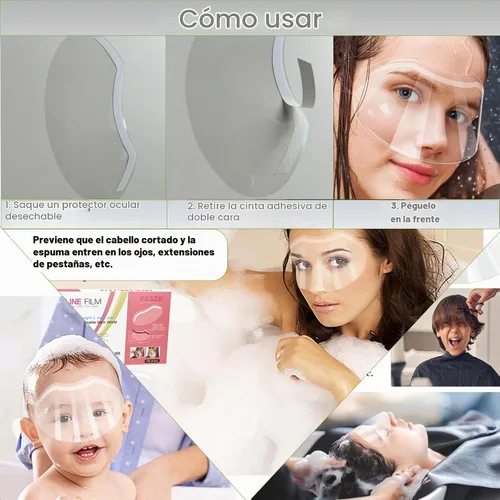 Vista 4 de 100 piezas de protector facial y ocular para ducha después de la cirugía, protector ocular transparente desechable de plástico para ducha, protector