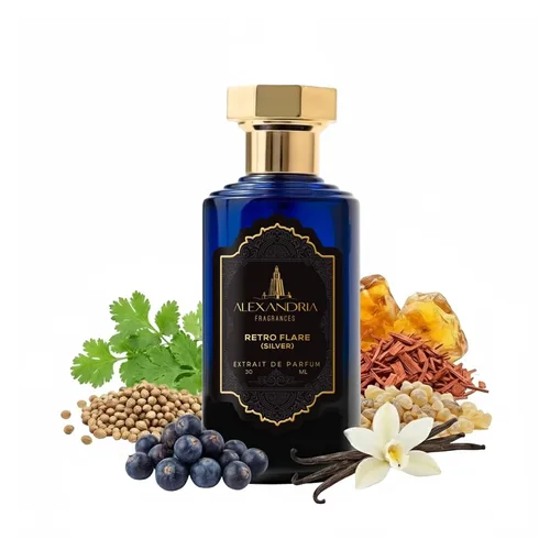 Vista 9 de Alexandria Fragrances Perfume Retro Flare (plata) - Eau de Parfum Premium con notas de cilantro y almizcle - Fragancia de lujo con bayas de enebro
