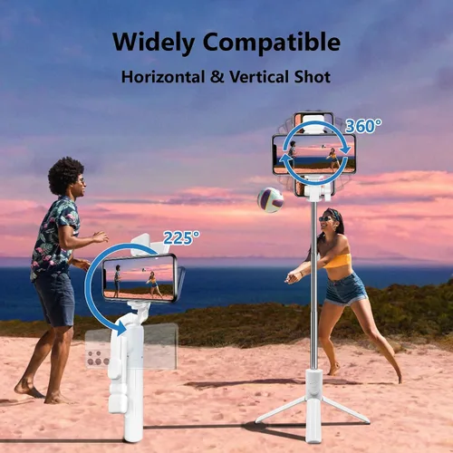 Vista 8 de Trípode para Selfie, Trípode Retráctil de 40 Pulgadas para iPhone con Control Remoto Inalámbrico y Luz, Trípodes Portátiles para Teléfono