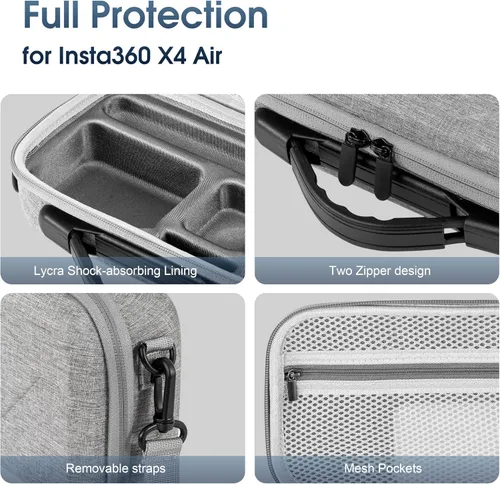 Vista 7 de STARTRC VCR Funda de transporte para insta360 x 4 protector de lente de aire, bolsa de almacenamiento, cubierta protectora de viaje rígida