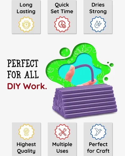 Vista 6 de Artellius Mini barras de pegamento caliente, paquete de 100, morado, estilo gatillo, barras de pegamento termofusible para uso en todas