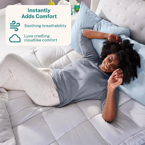 Vista 2 de Sleep Innovations Cradling Cloud - Funda para colchón, tamaño Queen, protector de almohada acolchada, fibra de felpa cómoda