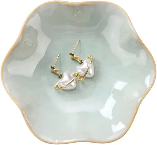 Vista 7 de 2 platos para anillos, cuenco pequeño para llaves, bandeja de cerámica para joyas, organizador de collares, aretes para mamá, amiga, hermana, todas