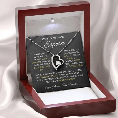 Vista 2 de LEXPO Para Mi Hermosa Esposa - Collar Regalo Personalizado Para Esposa, Novia, Pareja, Amor, Aniversario, Cumpleaños, Celebración - FL229P