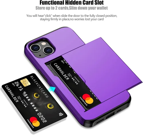 Vista 88 de Nvollnoe - Funda para iPhone 14 con tarjetero [tienda de 5 tarjetas] Negro - Almacenamiento más grande