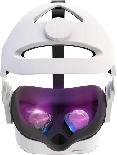 Vista 3 de MOJOXR Correa de cabeza ajustable compatible con auriculares Quest 2 VR, accesorios de repuesto Quest 2 para correa Elite, soporte mejorado