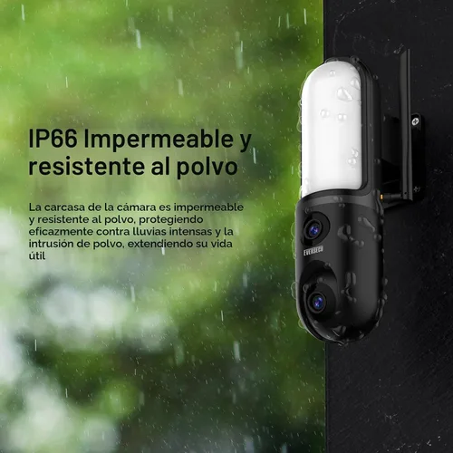 Vista 7 de EVERSECU Cámara de luz de pared impermeable de doble lente, video 3K, reflector de 1200 lm, audio de 2 vías, seguimiento automático PTZ, compatible