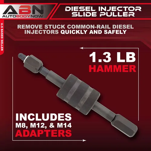 Vista 2 de ABN Herramienta extractor de inyector diesel con martillo deslizante, removedor de inyector de carril común con adaptador de rosca M8, M12, M14