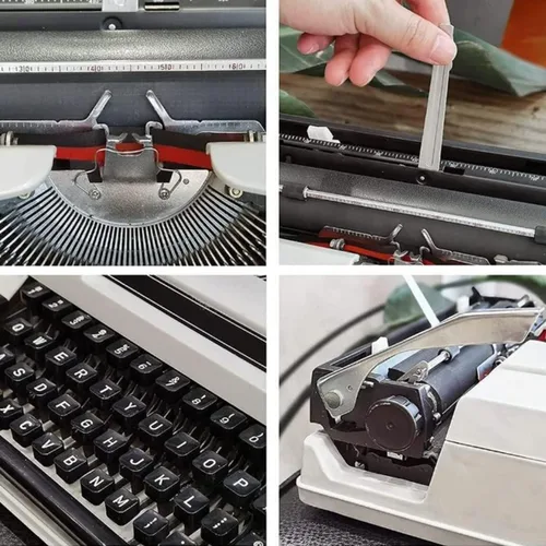 Vista 3 de Máquina de escribir manual a la antigua, máquina de escribir, botones flexibles y portátiles, escritura a mano clara, para letras, escritura Negro
