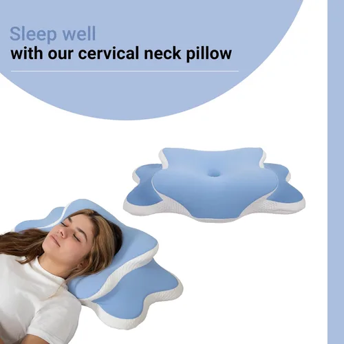 Vista 4 de Tesoro - Almohada cervical cervical, almohada ergonómica para aliviar el dolor de cuello, almohada ortopédica de contorno de espuma viscoelástica