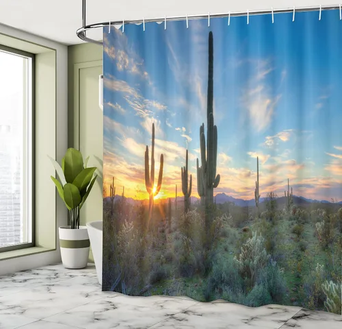 Vista 4 de Cortina para ducha de baño de poliéster de la línea Decor Collection de Ambesonne