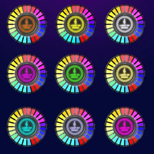 Vista 8 de Luz de ritmo de control de sonido magnético RGB colorido, luz de control de sonido recargable RGB con aplicación móvil, control de sonido ritmo