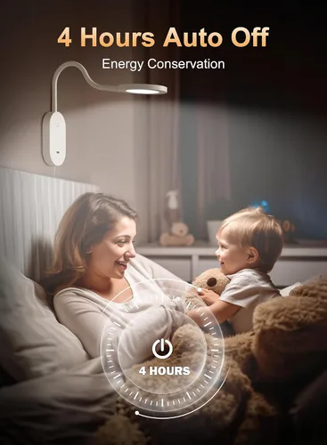 Vista 3 de deeloop Lámpara de Lectura Montada en la Pared, Luces de Libro con Salida USB, Lámparas de Lectura para Cabecera de Cama con Apagado Automático de 4