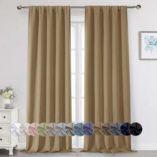 Vista 231 de Cortinas opacas para dormitorio, sala de estar, juego de 2 paneles de 54 pulgadas de largo, cortinas de oscurecimiento de habitación con aislamiento
