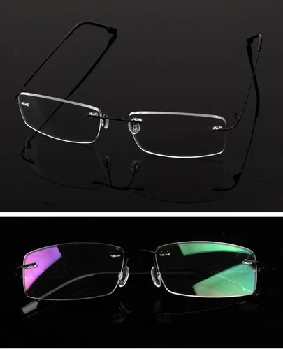 Vista 25 de Agstum Titanium Alloy Flexible Rimless Hinged Frame Optical Eyeglasses Frames