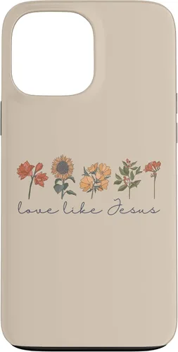 Vista 24 de Love Like Jesus - Carcasa para iPhone 17, diseño de flores y texto bíblico, religioso