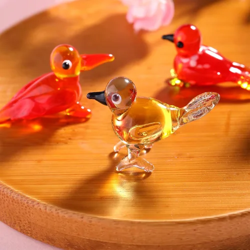 Vista 5 de 8 Figuras de Vidrio Soplado a Mano Figuras de Animales de Vidrio Estatua de Pájaro Pequeño de Vidrio Figuras de Pájaros de Vidrio Incluye Pájaros