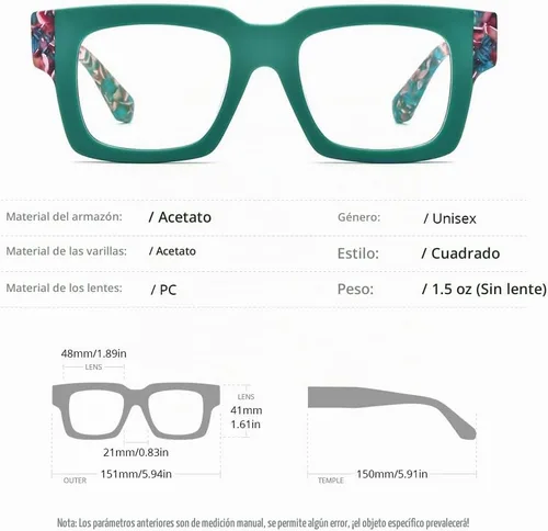 Vista 2 de HEPIDEM Gafas de acetato multicolor degradadas con marco para mujer, gafas grandes grandes 2023