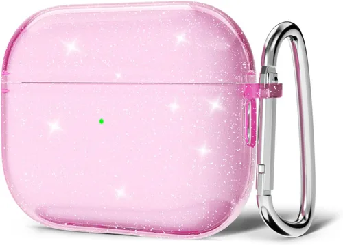 Vista 32 de Svanove Funda para Airpods Transparente con Purpurina, Funda Brillante y Bonita para Airpods de 1ª y 2ª Generación con Llavero, Carcasa Rígida