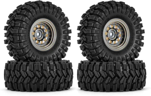 Vista 7 de Juego de neumáticos de rueda Beadlock de 1.0 de latón con revestimiento negro INJORA para Axial SCX24 AX24 TRX4M FCX24, actualización 1/24 1/18