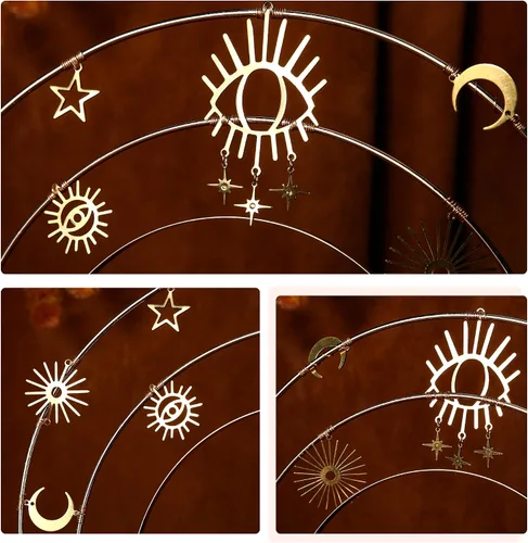 Vista 5 de Diadema de corona dorada con halo y corona de Virgen María, accesorio para el cabello celestial