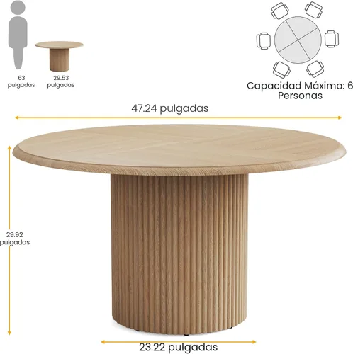 Vista 2 de Tribesigns Mesa de comedor redonda de 47" para 4, mesa de cocina estilo granja con base de metal, mesa de cena pequeña moderna para comedor, cocina