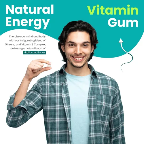 Vista 7 de Goma de mascar de vitamina 100% xilitol, sin azúcar, menta natural para un aliento fresco, refuerzo de energía, baja dosis de cafeína para personas