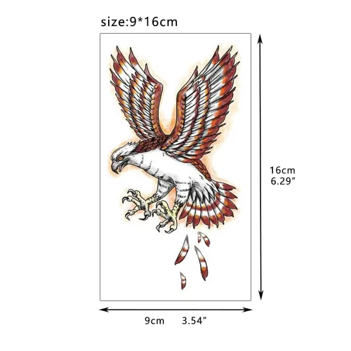 Vista 5 de glaryyears 8 hojas de tatuajes temporales de animales de águilas blancas en acuarela, brazo pecho pierna tatuaje para hombres y mujeres, arte