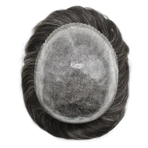 Vista 373 de Toupee para hombre 100% cabello humano real tupé para hombres 0.004 in piel de poliuretano para hombre, sistema de reemplazo de piezas de pelo