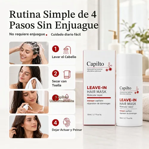 Vista 4 de Mascarilla molecular de reparación capilar sin enjuague, queratina, reparación profunda para cabello encrespado y dañado, corrige el blanqueador