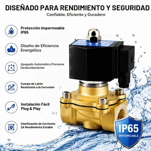 Vista 7 de Válvula de flotador solenoide de latón AC110V, control automático