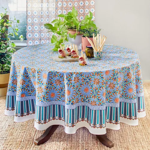 Vista 59 de Saffron Marigold Mantel redondo impreso a mano – Pink Dahlia Daydreams lujoso 100% algodón, lavable, para decoración del hogar, cocina, café o mesa