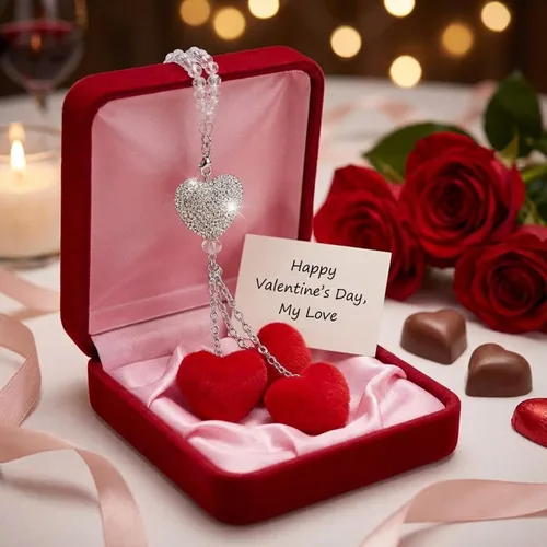 Vista 5 de Frienda Espejo retrovisor rojo para mujer, accesorios brillantes con forma de corazón con diamantes de imitación para colgar en el espejo trasero