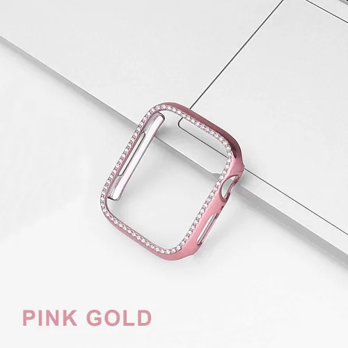 Vista 6 de Paquete de 2 fundas brillantes para Apple Watch de 1.732 pulgadas (Serie 6/5/4/SE) con protector de pantalla, cubierta de diamantes de cristal