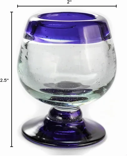 Vista 10 de Auténticos vasos de chupito de tequila mexicano soplados a mano - Juego de 4-2 oz - Mini snifters de vidrio - Base pesada - Coñac