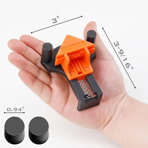 Vista 6 de Abrazaderas multiangulares ajustables de 60/90/120 grados para carpintería, juego de 4, abrazadera de ángulo recto con resorte para herramientas