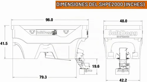 Vista 5 de Buyers Products SaltDogg SHPE2000 Esparcidor comercial de sal y arena con tolva de accionamiento eléctrico, fabricado en los Estados Unidos