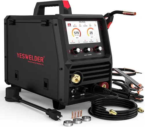 Vista 8 de YESWELDER Soldador MIG 160A, 110V/220V Voltaje Dual, 4 en 1 Gas MIG/Flux Core MIG/Elevación TIG/Stick Multiproceso Pantalla Digital LED Grande